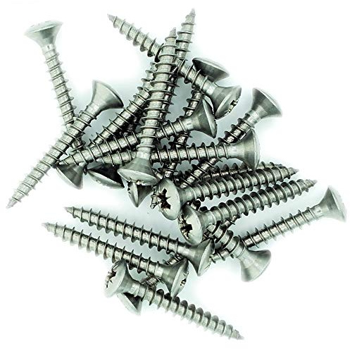 No.5 x 0.8 (3.5mm x 20mm) Pozi Raised Countersunk Chipboard Screw - Stainless Steel (A2) (Pack of 20)