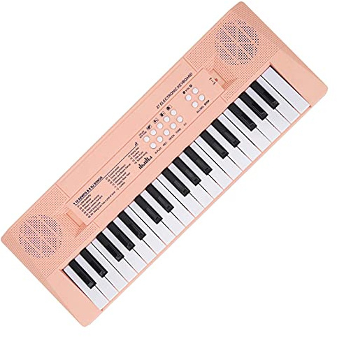 BF ‑ 3738 musikaliskt tangentbordspiano med 37 tangenter, inlärningsinstrument för inlärning av tangentbord med justerbar musikvolym för nybörjare(rosa)