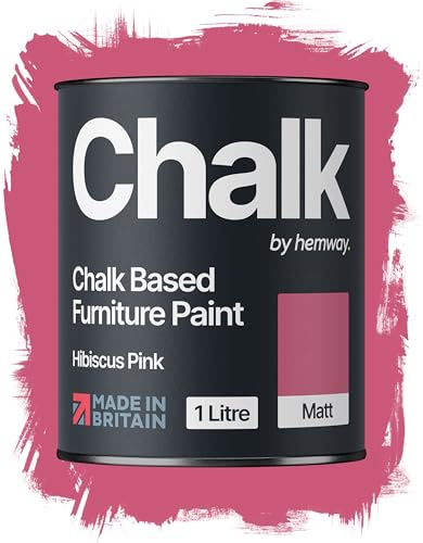 Hemway Chalk Based Furniture Paint, Hibiscus Pink 1L, Matt Finish | Shabby Chic, Chalk Paint Furniture & Walls, Quick Dry & 1 Coat