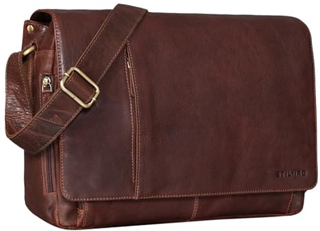 STILORD Vintage Umhängetasche Leder groß für Herren Damen 15.6 Zoll Laptoptasche Unitasche Bürotasche Moderne Aktentasche aus echtem Büffelleder