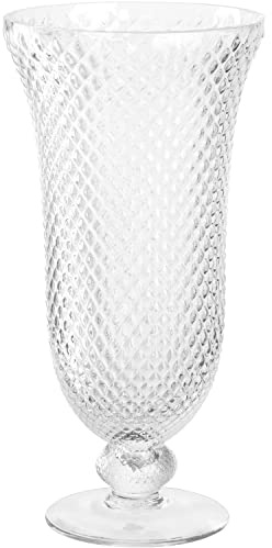 LEONARDO HOME Poesia Dekovase aus Glas auf Fuss, handgefertigte Deko-Vase mit eltegant strukturierter Oberfläche, Klar, Höhe: 35,4 cm, 2,9 l, 076434