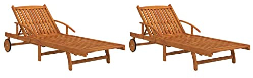 vidaXL Sonnenliegen 2 STK. Massivholz Akazie, Sonnenliege Holz, Sonnenliege Massivholz, Gartenliege, Tagesbett, Chaiselongue, Liege, Strandliege