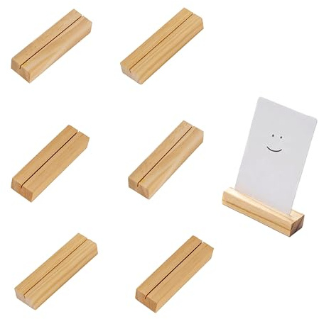 woshilaoDS 6 Pcs Wood Place Card Holders, Wooden Table Number Stands, Wooden Picture Holders Stands for Acrylic Signs, Wedding/Ceremony/Home/Party/Decoration Holders