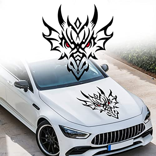 JSCARLIFE Calcomanía Gráfica de Vinilo Autoadhesiva para Automóvil - Decoración para Capó Oculta Universal con Diseño de Cabeza de Dragón