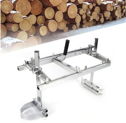 Mobiles Sägewerk Kettensägenmühle 24 Zoll Planking Milling Bar Größe Einstellbar & Effizient, Aluminium Legierung Tragbare Sägewerk Kettensäge Zubehör Werkzeuge für Holzzuschnitt, skaliert