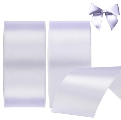 AWCIGG Cinta de raso blanca de 40 mm, 44 metros, cinta decorativa ancha para envolver regalos, floristas, manualidades, costura, coches, bodas, Navidad (22 m/rollo)