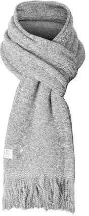 Manufaktur13 Fringe Scarf - Strickschal mit Fransen, Langschal, gestrickt, Fransenschal, Winterschal für Damen und Herren geeignet (Asphalt)