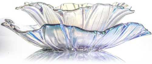 JUNYFFF Corbeille À Fruits En Bol Décoratif, Diamètre 30/20Cm, Verre En Cristal Coupe De Fruits Ménage Maison Créative Table Basse Pot De Bonbons Salon Moderne Maison Créative, 2Pcs,Blanc