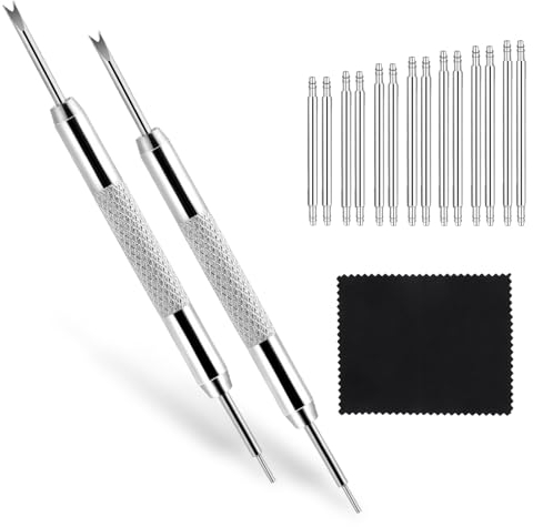 Mozeat Lens 16 Stück Federstifte Uhr Entferner Werkzeug 14–25 mm Ersatz-Set für Uhrenarmbandstifte Edelstahl Uhrenarmband Federstege für Reparatur Durchmesser 1,5 mm