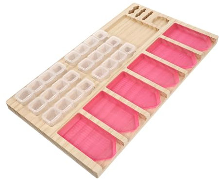 Operitacx 1 Satz Diamant-malwerkzeug Diamant-kunsttablett Plastikbehälter Kunststoffpalette Holzwerkzeuge Diamant-Strass-tablett Multitools Halter Rosa 5d Aufbewahrungskiste Lagerung Hölzern