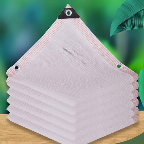 YYSHLTRRE 50% Red de sombreo para invernaderos con Ojales, Tela de sombreo para jardín, pérgola, Plantas de Patio, Invernadero, gallinero, Blanco Exterior (5x5m/16.4x16.4ft)