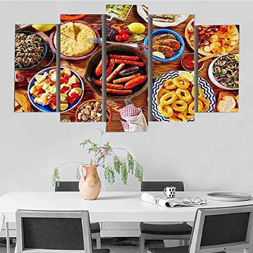 Leinwand Wandkunst Bild 5 Stück Abstraktes Essen 150 X 80 Cm Leinwanddrucke Kunstdrucke Dekoration Kunstwerk Moderne Bilder Für Home Dekorationen Wohnzimmer Kinderzimmer Schlafzimmer -9Z3L+R7S5-
