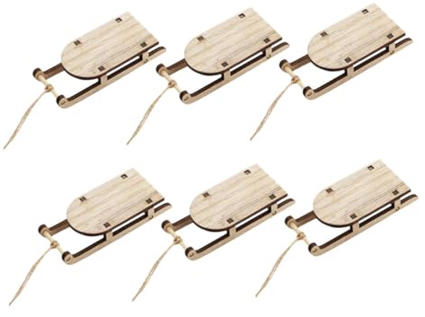 Cabilock 12 Stück Schlitten Schlitten Dekoration Schlitten Ornament Holz Mini Schlitten Hängeschlitten Miniatur Schlitten Weihnachtsschlitten Desktop Schlitten Holzschlitten