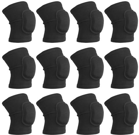 PATIKIL S Tamaño Rodilleras Protectoras, 6 Pares de Rodilleras de Espuma Transpirables para Voleibol, Danza, Fútbol, Baloncesto, Entrenamiento, Hombres y Mujeres, Negro