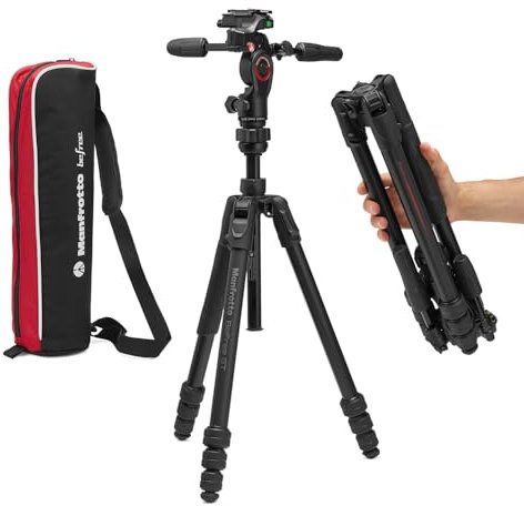 Manfrotto Befree GT PRO Treppiede da viaggio in alluminio a 4 sezioni, con testa inclinabile a 3 vie, nero