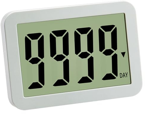 alloneslife Digitale 9999-Tage-Countdown-Uhr, Timer, Countdown für Ruhestand, Hochzeit, Prüfung, Urlaub und mehr in Schwarz mit Helleren Anzeige und Tasten