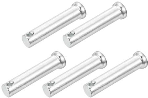 sourcing map 5Pcs 7/16x2 Single Hole Clevis Pins, Carbon Steel Flat Head Single Hole Clevis Pins for Mechanics Repair, Furniture Installation, Industrial Equipment, DIY (Silver)