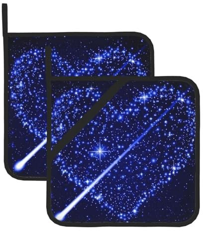 Shooting Star - Set di presine a forma di cuore, resistenti al calore, per cottura al forno, grigliate, cucina, ideali per barbecue e forno a microonde
