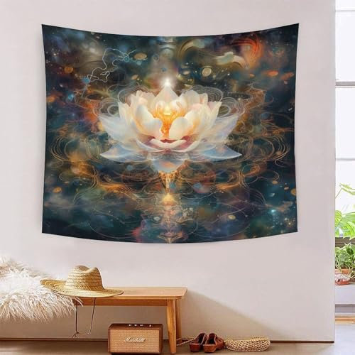 HLXZMCVBT La fleur de La fleur de lotus 3D Effet Tapisserie Art Mural Tapisserie Murales Tapisserie Murale Tissu, Décorations Murales, Art Mural, Nappes Tenture Murale 130cmx150cm