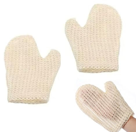 2 Stück Sisal Duschhandschuh, Sisal Exfoliating Gloves, Peelinghandschuh körper, Massagehandschuhe für Alle Hauttypen Ideal für Die Anwendung mit Selbstbräunern und Körperpflegeprodukten