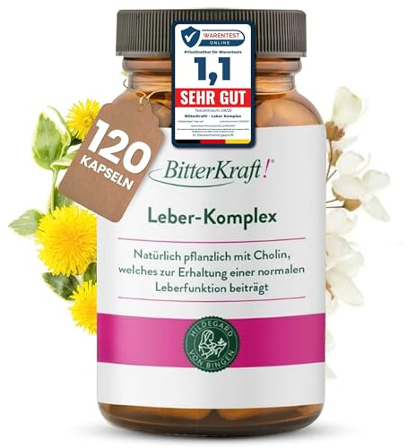 Bitterkraft! Leber-Komplex Kapseln mit Cholin - pflanzlich & natürlich - Mariendistel, Löwenzahn & Artischocke - unterstütztz die Leberfunktion (120 Kapseln)