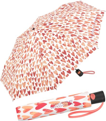 Benetton Taschenschirm Mini Automatik Aquarell Hearts - pink