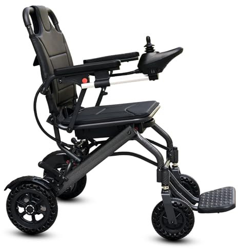 Carbon Fiber Lightweight Electric Wheelchair for Travel, 20 km Long Travel Range Wheelchair, Airline Approved, Dual Braking System, Power Wheelchairs for Senior