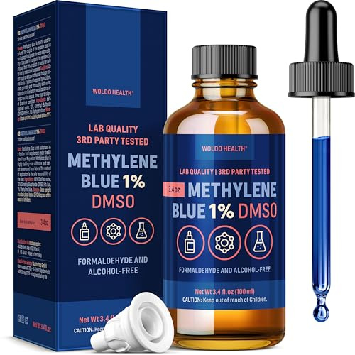 WoldoHealth DMSO 10% med metylénblå 1% - 100 ml glasflaska med pipett, fri från formaldehyd, alkoholfri, lab-testad lösning