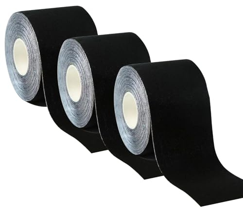 Kinesiology Tape,Elastic Kinesiotapes Muscle Band,Für Schulter, Knöchel,Ellbogen, Handgelenk,Knie Unterstützung,Lindern Muskelermüdung,5cm x 5m,Cutter,3 Rollen (Black)