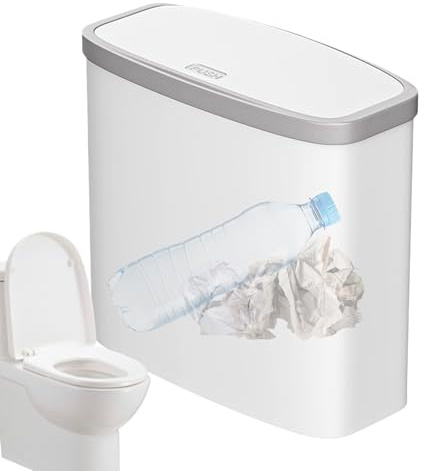 lisutupode Slim Trash Can27.5x14x27.5cm Waste Bin With Lid Bathroom Lightweight Compact Space-Saving Design For Bathroom Narrow Spaces, Kitchen