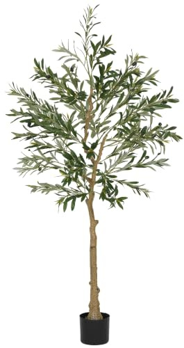 HOMCOM Olivier Artificiel 150 cm en Pot Feuilles et Fruits Réalistes | Plante Artificielle Intérieur, Fausse Plante, Décoration Maison Bureau Salon Chambre