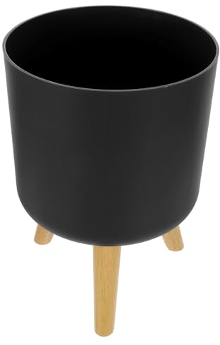 FUTUREORYY Maceta Moderna con Patas de Madera y Base de Abs para Plantas | Uso en Jardín y Patio, para Flores y Plantas Verdes, Buena Textura y Acabado, Soporte Incluido