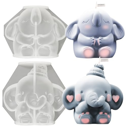 JAHEMU Stampo in Silicone Elefante 3D Riutilizzabile, Stampo per Cioccolato e Dolci a Forma di Elefante, per Torta, Mousse, Glassa, Resina Epossidica, Candele & Sapone, Fai da Te e Hobby Creativi