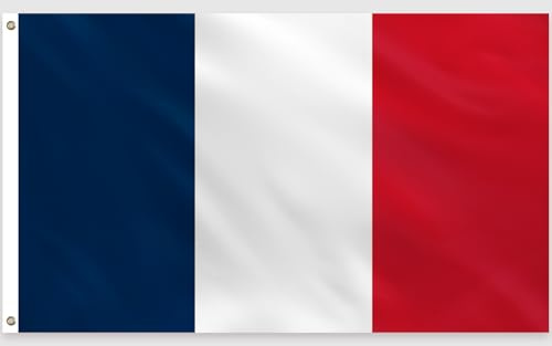 PartyYaa Frankreich Flagge, 150 x 90 cm Französische Flagge Einseitiger Druck mit 2 Messing-Ösen, Wasserfest, France Banner für Nationalfeiertag, WM, EM, Straßen, Garten, Bar Party Deko
