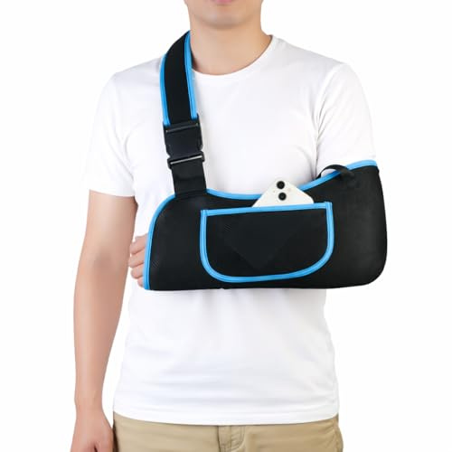 Arm Sling, Lightweight & Breathable Medical Sling with Adjustable Shoulder Strap, Shoulder Mesh Immobilizer Slings for Elbow Injury/Torn Rotator Cuff/Wrist Injury/Surgery, Right or Left, Women or Men