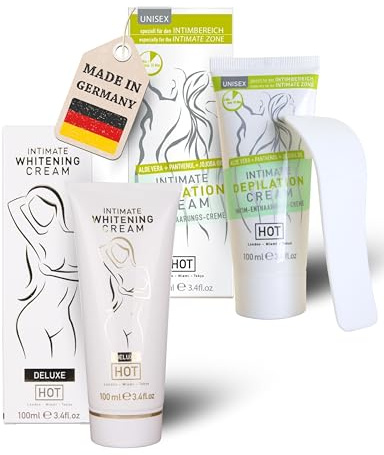 HOT Intimate Care Bundle I Mit Intimate Depilation Cream & Intimate Whitening Cream I Sanfte Haarentfernung & aufhellende Pflege für den Intimbereich I Für empfindliche Haut geeignet
