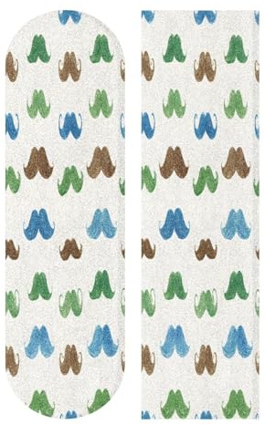 Mnsruu Skateboard-Griptape mit buntem Bartmuster, rutschfestes Longboard-Griptape, Schleifpapier-Aufkleber, 22,9 x 83,8 cm