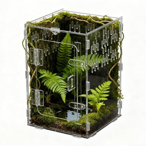 Terrarium für Springspinnen,Habitat Box aus klarem Acryl mit einer Höhle,Terrarium für Reptilien - Für Reptilien, Fische, Schildkröten, Bartagamen, Schlangen, Landschildkröten, Geckos und Einsiedlerkr
