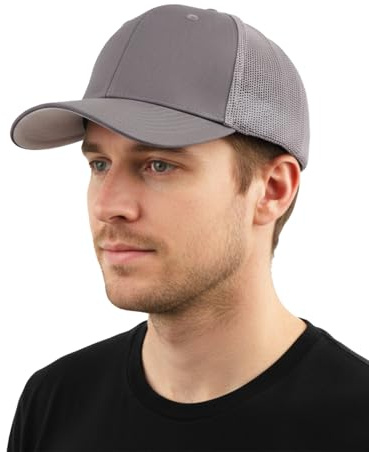 Zylioo S/M/L/XL/XXL sommartruckerkepsar, basebollkepsar för stora/små huvuden, solskydd stängd bakåtvänd löparhatt, Grå, S