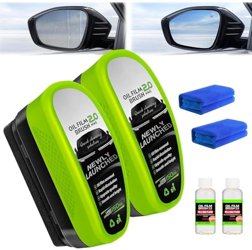 Clear Vision Scheibenreiniger Auto, 2 Stück Automotive Oil Film Cleaning Brush 150ML, Windschutzscheiben Reiniger, Auto Scheibenreiniger für Autoscheiben Spiege, Entfernt Schmutz Stellt die Klarheit