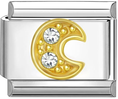 Quiges 9mm Italian Style Charm Modell Edelstahl Alphabet Buchstaben C für Italien Charm Armbänder