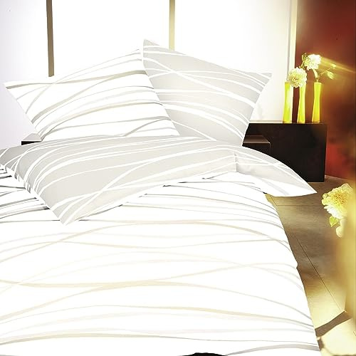 Kaeppel Mako Satin Bettwäsche Motion creme (1 x 80x80 + 1 x 135x200 cm)