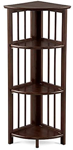 Casual Home Mission 4-Shelf Corner Folding Bookcase, Truffle Brown