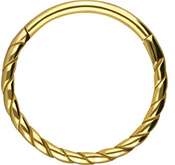 PIERCINGLINE Chirurgenstahl Segmentring Clicker GEDREHT Piercing Septum Tragus Helix Goldfarben 12 mm