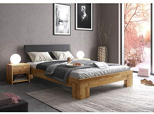 roominado Futonliege Futonbett Bett NEO Eiche PolsterKopfteil Schwarz 140x200cm NEU/OVP