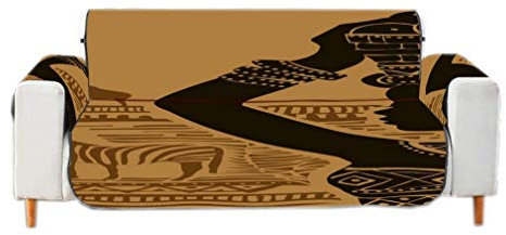 A.Monamour Sofabezug Sofaüberwurf Sesselschoner Afrikanische Frau Mit Einem Korb Auf Kopf Braune Silhouette Samt Stuhl Abdeckung Sofa Abdeckung Sofaschoner Sofahusse Sofaschonbezug Sofaschutz
