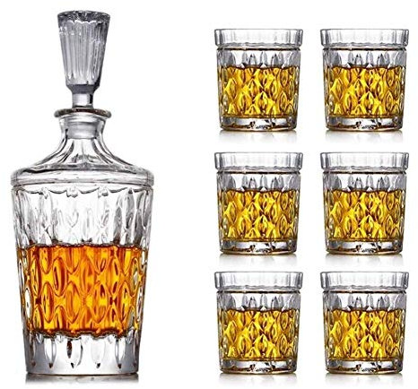 Conjunto de decantores Wine Decanter Crystal Wine Decanter Glasses Set 7 PCS 100% 100% Cristal DE Cristal Cristal Botella de Vino 1000ml FÁCIL Fast sobre UP 48~72 Horas para los espíritus Bourbon o