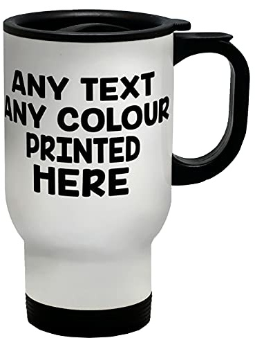 Shopagift Personalised Travel Mug Any Text Message Birthday Mother's Father's Day Custom Work Company Logo Coffee Tea Cup Gift