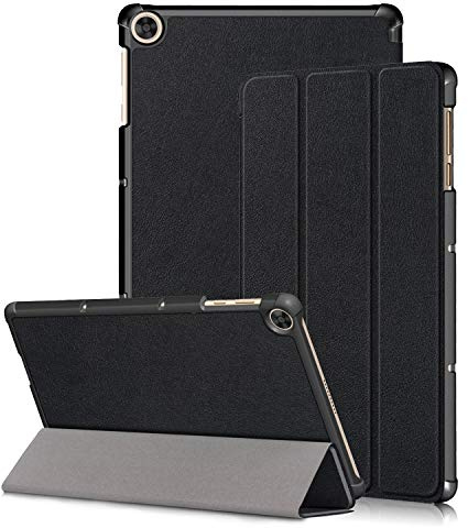 Kemocy Schutzhülle für Huawei MatePad T10 / T10S,PU Leder Flip Cover mit Standfunktion Hülle für Huawei MatePad T10s 10.1 AGS3-L09 AGS3-W09 / T10 9.7 AGR-L09 AGR-W09 Tablet,A-Schwarz