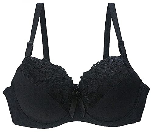 BCHRAYIUP Women's Underwire Padded Sexy Bra Push Up Full Cup Size Elastic Band Bra 44-B Black